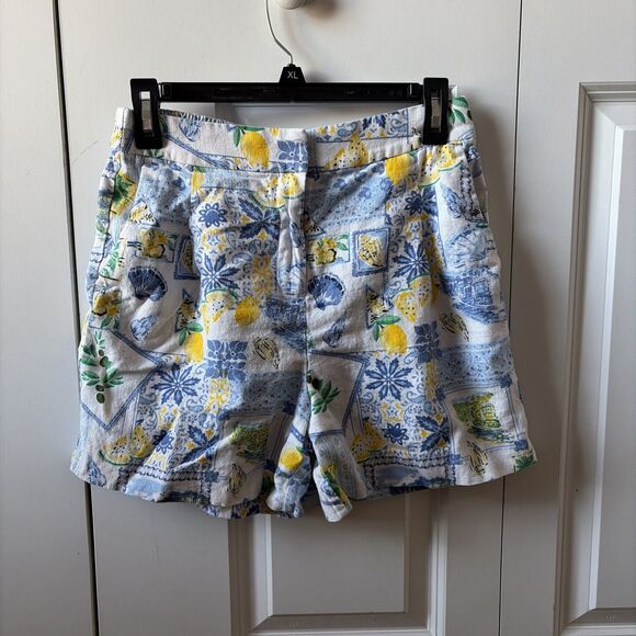 J. Crew Factory Linen Blend Italian Print Shorts Size 4 - Picture 2 of 4